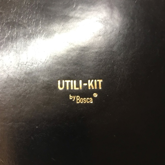 BOSCA Old Leather Black Leather Men’s UTILI-KIT Travel Kit Shaving Kit - Picture 6 of 10